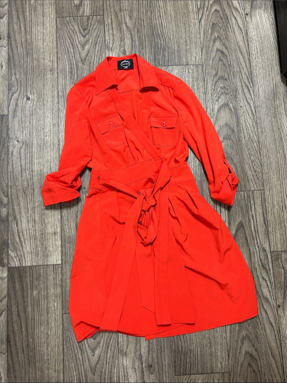 Velvet Oak Red Wrap Work Dress Size Small